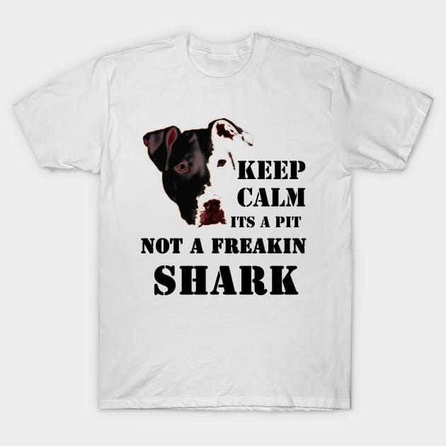 keep calm its a pit bull not a freakin shark, pitbull T-Shirt by hottehue